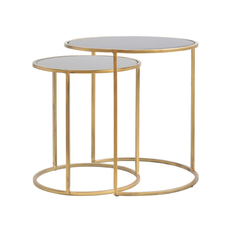 Light & Living Bijzettafel 'Duarte' Set van 2 stuks, glas smoke-goud Light & Living Bijzettafel 'Duarte' Set van 2 stuks, glas smoke-goud afbeelding 1