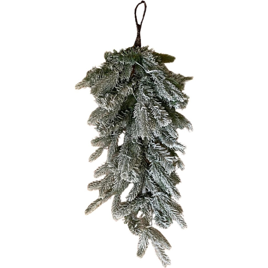 Decoratie kunsttak kerst toef nobilis sneeuw groen wit led 60cm | 408347 | Home Sweet Home afbeelding 1