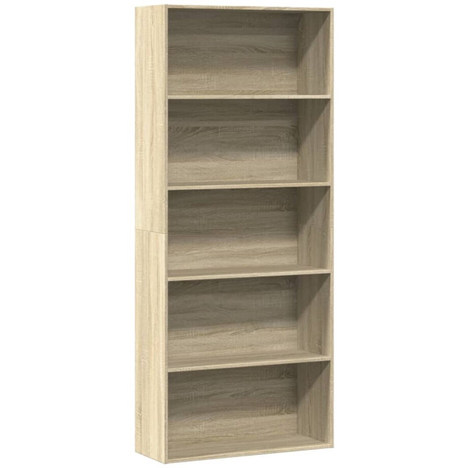vidaXL - Boekenkast - 80x30x189 - cm - bewerkt - hout - sonoma - eikenkleurig vidaXL - Boekenkast - 80x30x189 - cm - bewerkt - hout - sonoma - eikenkleurig afbeelding 1
