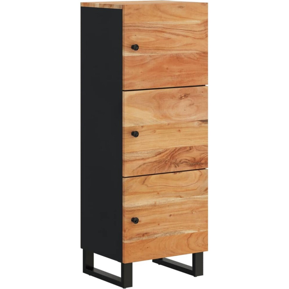 vidaXL - Hoge - kast - met - 3 - deuren - 40x33x110 - cm - massief - acaciahout - en - ijzer afbeelding 1