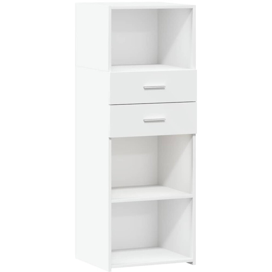vidaXL - Hoge - kast - 45x42,5x124 - cm - bewerkt - hout - wit vidaXL - Hoge - kast - 45x42,5x124 - cm - bewerkt - hout - wit afbeelding 1
