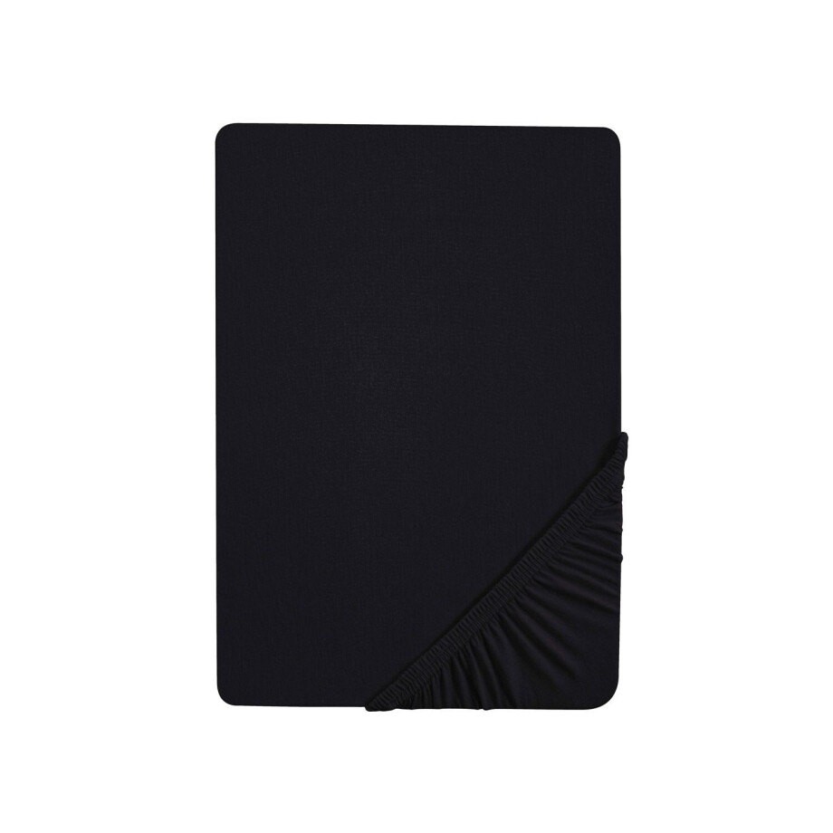 Biberna Jersey hoeslaken (Zwart, 180-200 x 200 cm) Biberna Jersey hoeslaken (Zwart, 180-200 x 200 cm) afbeelding 1