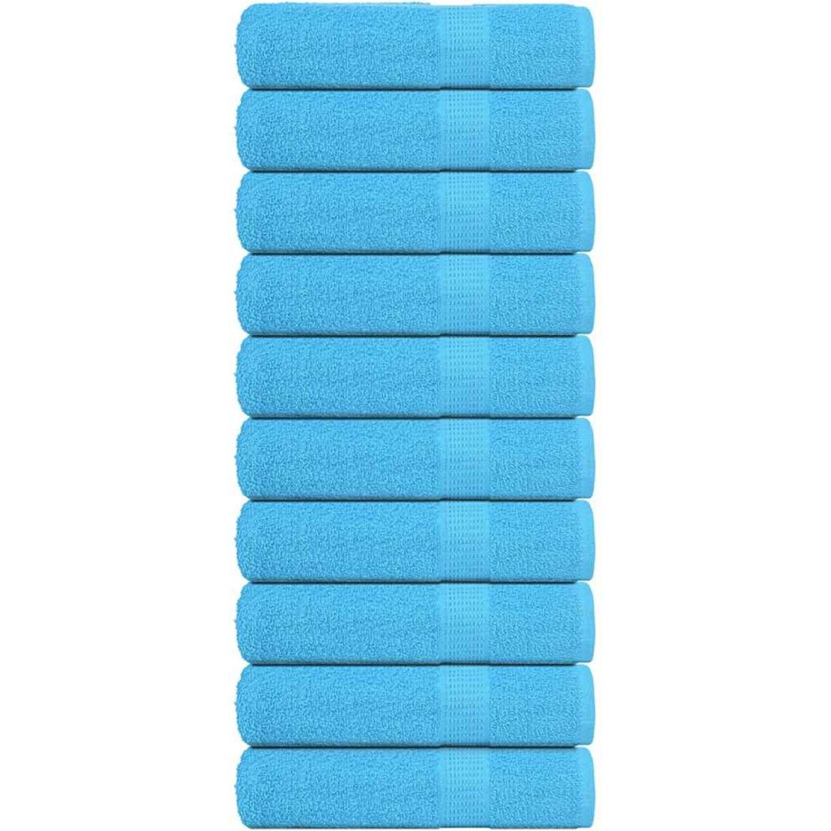 vidaXL - Douchehanddoeken - 10 - st - 70x140 - cm - 360 - g/m² - 100% - katoen - turquoise afbeelding 1