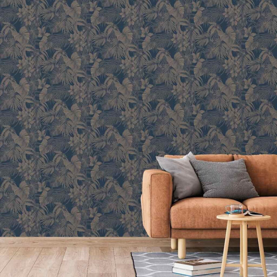 DUTCH WALLCOVERINGS Behang Joelle zilverkleurig en blauw DUTCH WALLCOVERINGS Behang Joelle zilverkleurig en blauw afbeelding 1