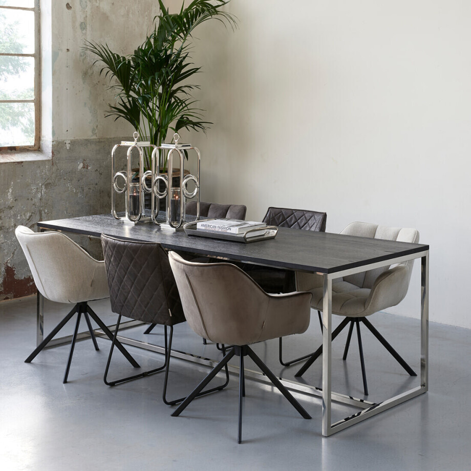 Rivièra Maison Draaibare Eetkamerstoel 'Carnaby' Velvet III, kleur Antraciet Rivièra Maison Draaibare Eetkamerstoel 'Carnaby' Velvet III, kleur Antraciet afbeelding 1