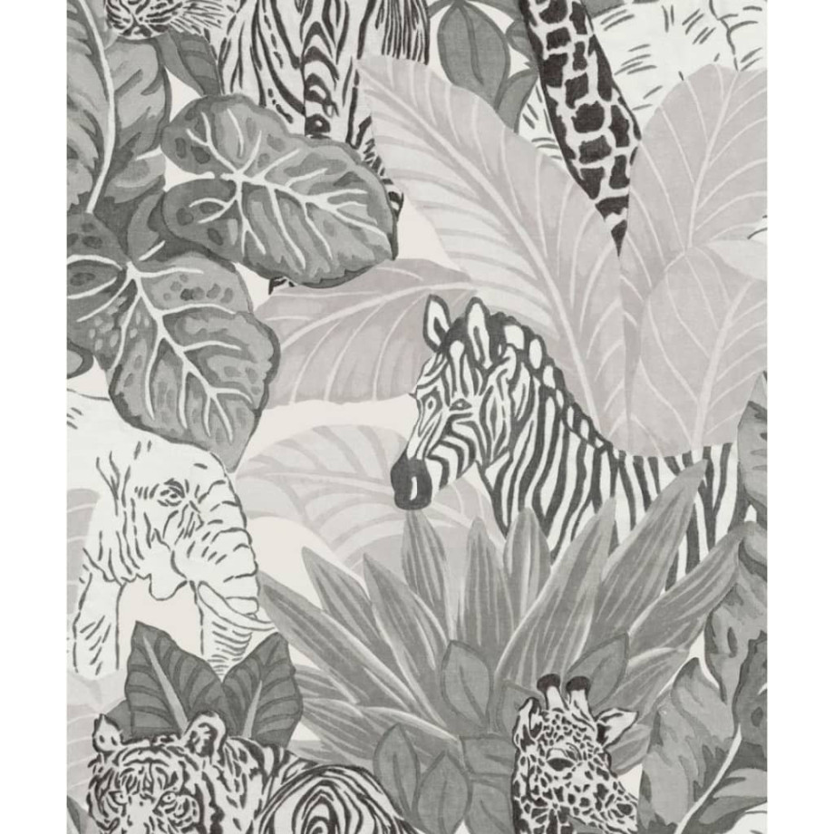 Noordwand Behang Good Vibes Jungle Animals grijs en zwart afbeelding 1