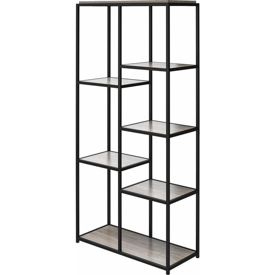 Quincy-Boekenkast - Grijs/Zwart Quincy-Boekenkast - Grijs/Zwart afbeelding 1
