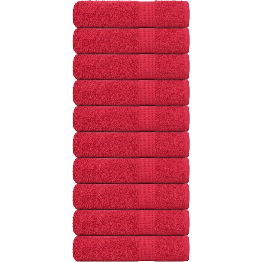 vidaXL - Douchehanddoeken - FROGN - 10 - st - 70x140 - cm - 360 - g/m² - rood afbeelding 1
