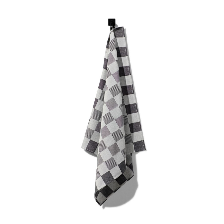 HEMA HEMA Theedoek 65x65 Katoen Met Ruiten (zwart) afbeelding 1