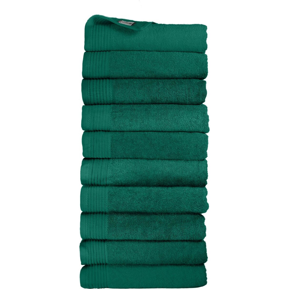 The One Towelling Classic Handdoeken - 50 x 100 cm - 10 Stuks - Voordeelverpakking - Hotelkwaliteit - 100% Gekamd katoen - Sneldrogend - Handdoekenset - Badhanddoek - Emeraldgroen afbeelding 1