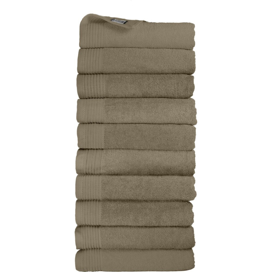 The One Towelling Classic Handdoeken - 50 x 100 cm - 10 Stuks - Voordeelverpakking - Hoge vochtopname - 100% Gekamd katoen - Olijfgroen afbeelding 1