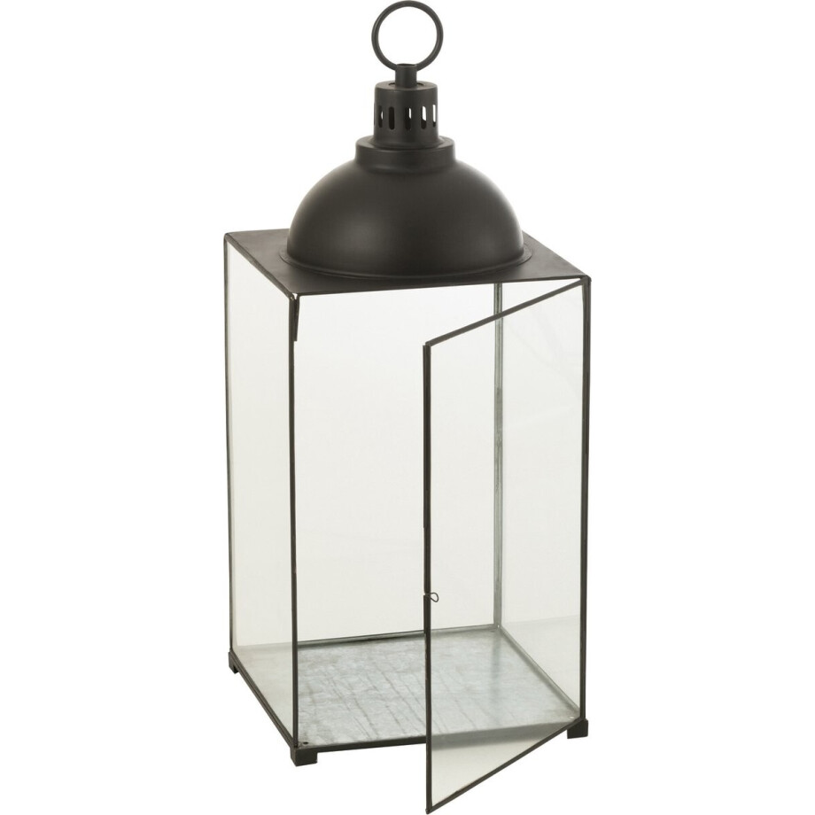 J-Line lantaarn Hagrid - glas/ijzer - zwart - medium J-Line lantaarn Hagrid - glas/ijzer - zwart - medium afbeelding 1