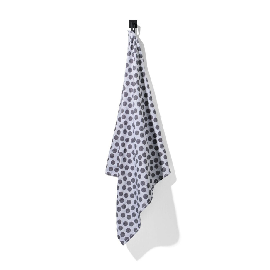 HEMA HEMA Theedoek 65x65 Katoen Grijs Stip (zwart/wit) afbeelding 1