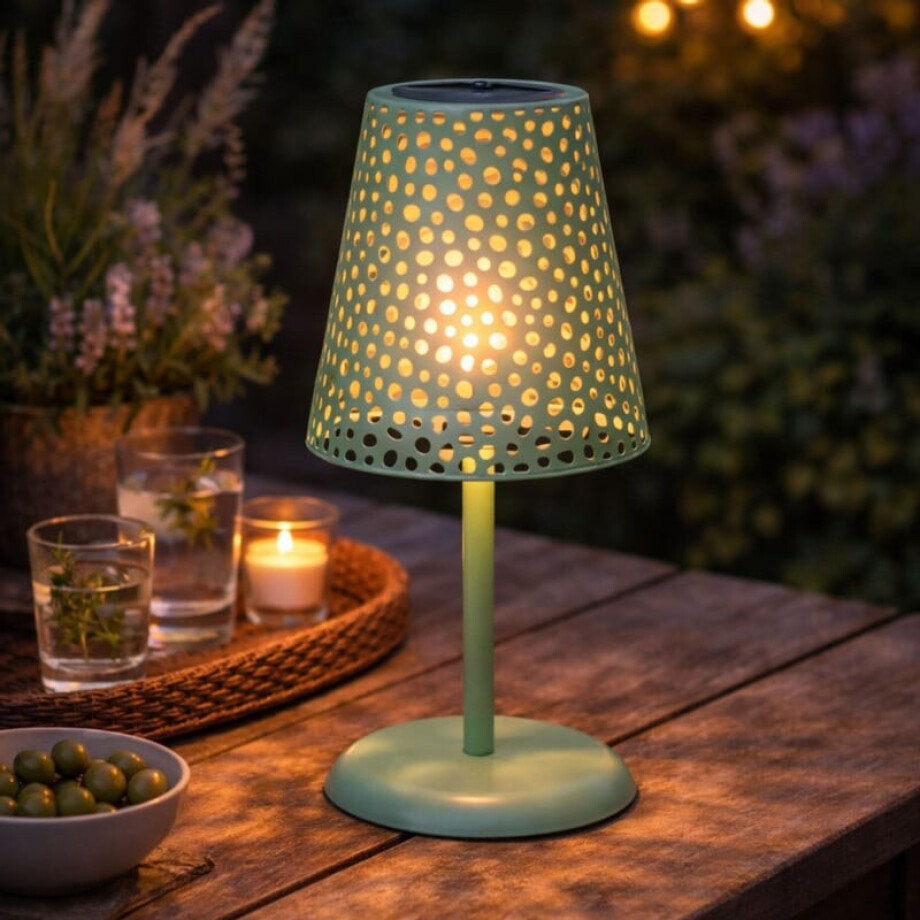 Solar tuinlamp op voet - groen - ø13x28 cm afbeelding 