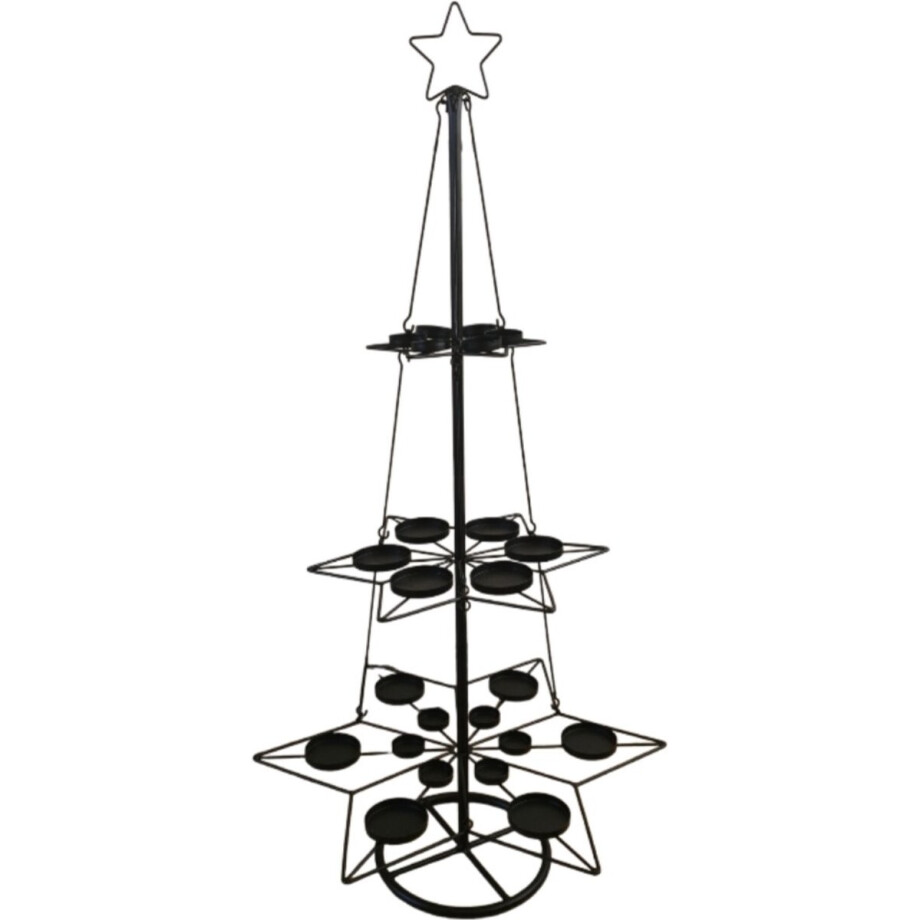 House of Seasons Kaarsenhouder Ster - H100 x Ø53 cm - Metaal - Zwart House of Seasons Kaarsenhouder Ster - H100 x Ø53 cm - Metaal - Zwart afbeelding 1