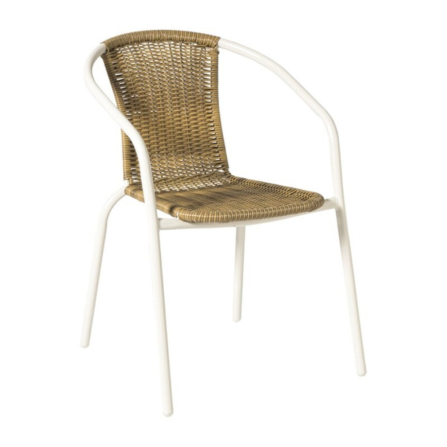 Stapelbare tuinstoel Tim - bruin/wit - 73x53x62 cm afbeelding 
