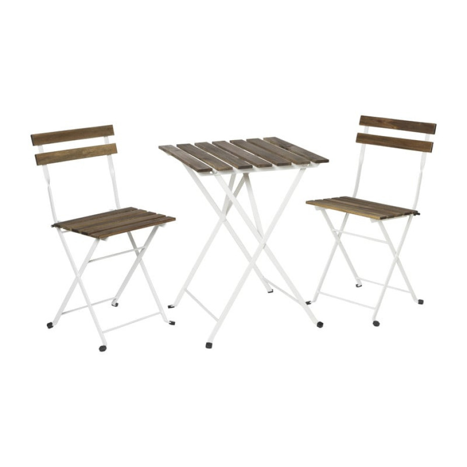 Bistro set Rhodos - bruin/wit - 3-delig afbeelding 