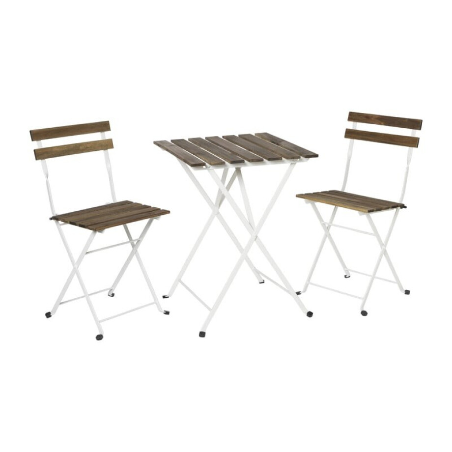 Bistro set Rhodos - bruin/wit - 3-delig Bistro set Rhodos - bruin/wit - 3-delig afbeelding
