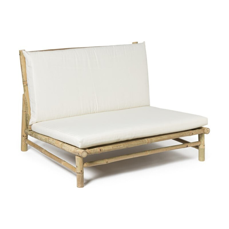 Tuinbank - bamboe - naturel/wit - 100x87x74 cm Tuinbank - bamboe - naturel/wit - 100x87x74 cm afbeelding