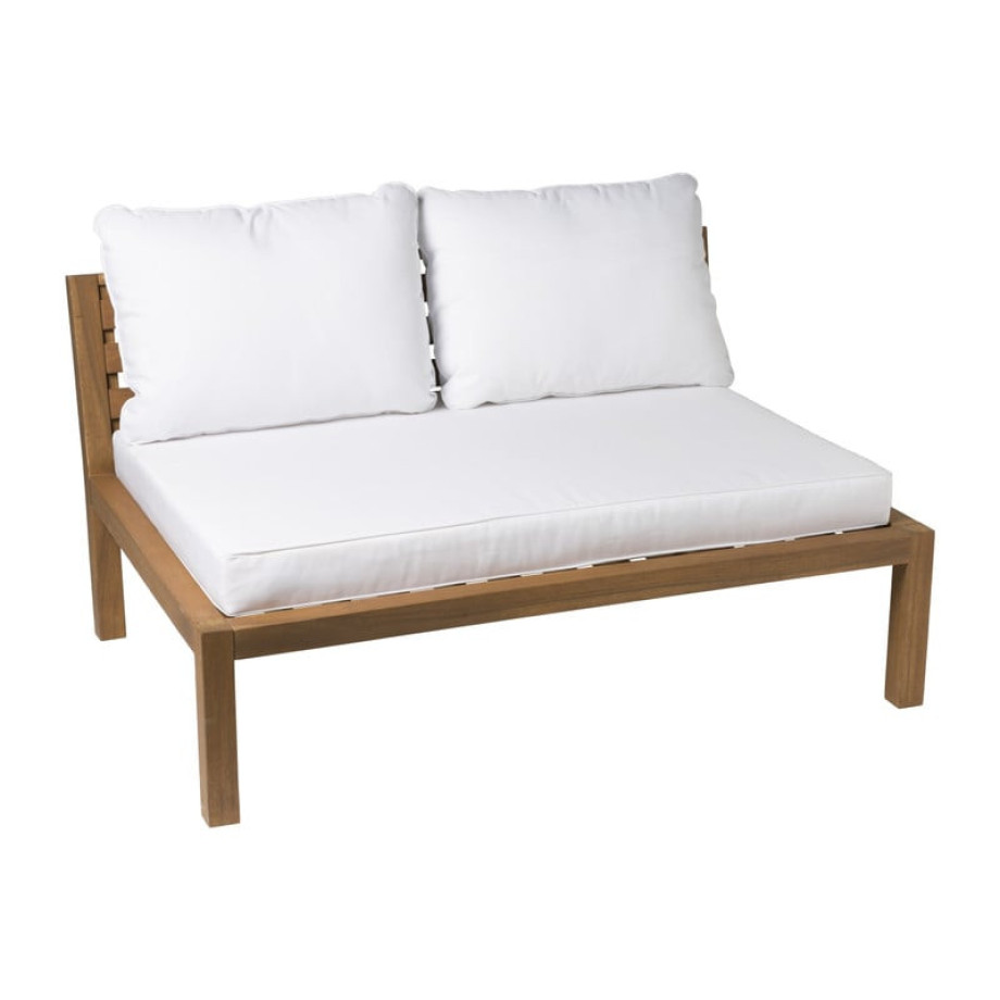 Loungebank acacia - bruin/wit - 120x90x64 cm afbeelding 