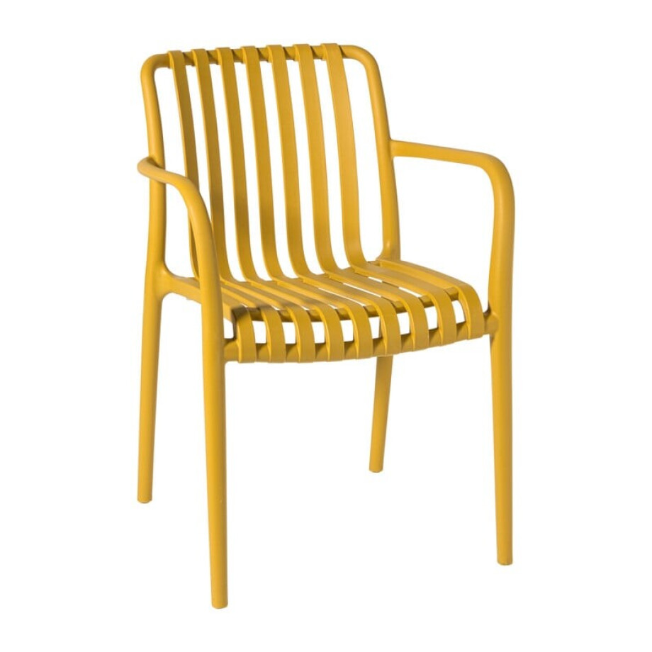Tuinstoel Lea met armleuning - geel - 80.5x58x55 cm afbeelding 