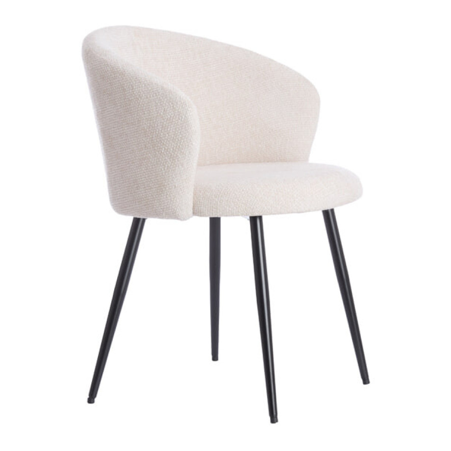 Light & Living Eetkamerstoel 'Radaja' Chenille, kleur Crème afbeelding 1
