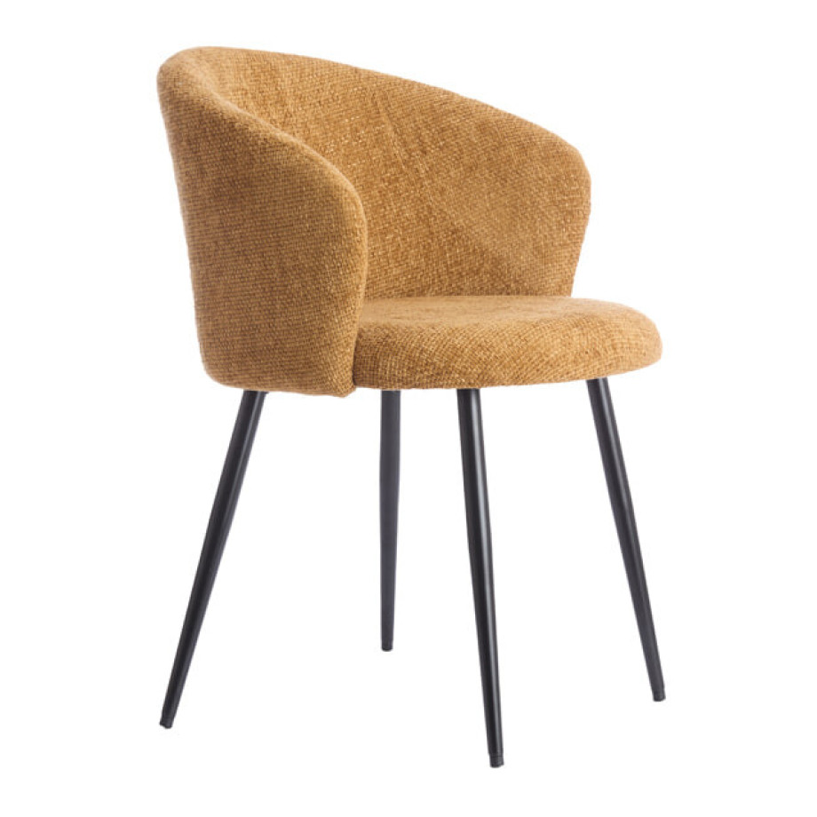 Light & Living Eetkamerstoel 'Radaja' Chenille, kleur Okergeel afbeelding 1