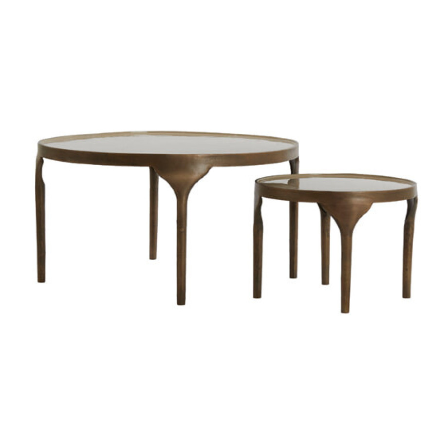 Light & Living Salontafel 'Lapaz' Set van 2 stuks, kleur Antiek Brons/Taupe afbeelding 