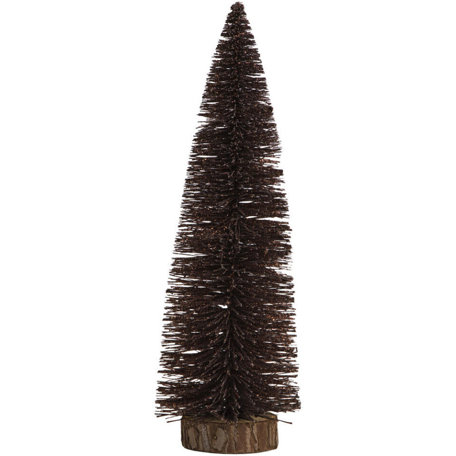 1+1 Gratis Leen Bakker - Kerstboom Met Glitters - 35 Cm Hoog - Kunststof - Bruin afbeelding 1