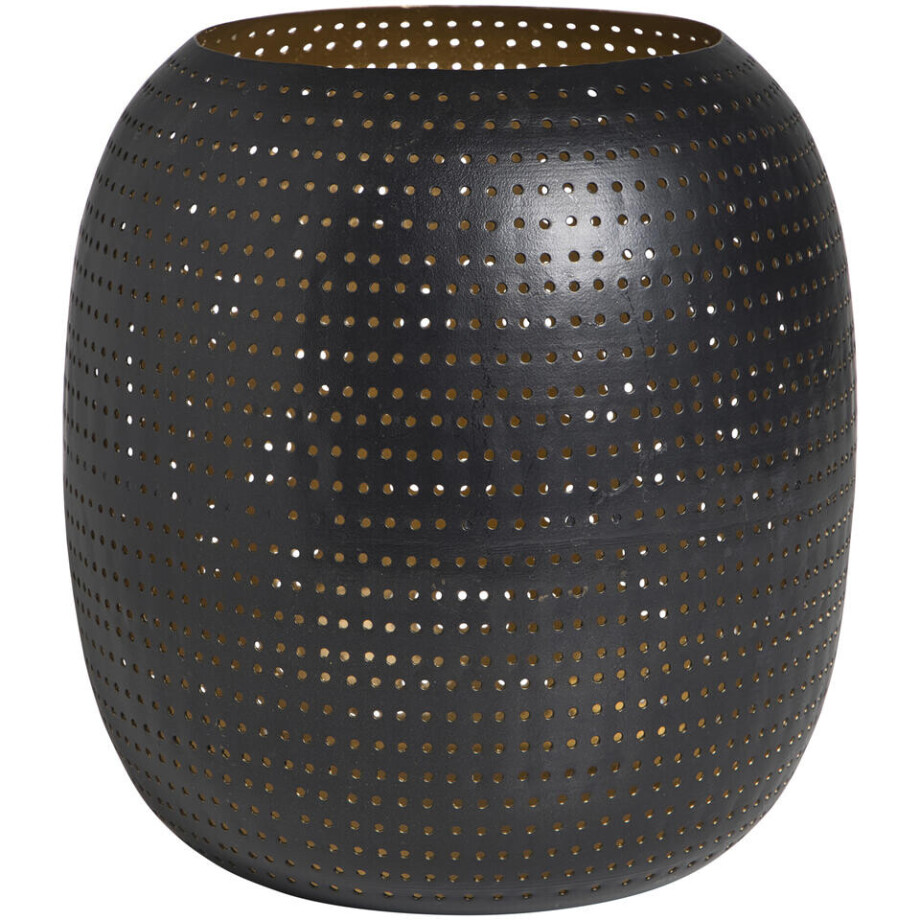 Leen Bakker - Theelichthouder Noelle - 22xØ21,5 Cm - Metaal - Zwart afbeelding 1