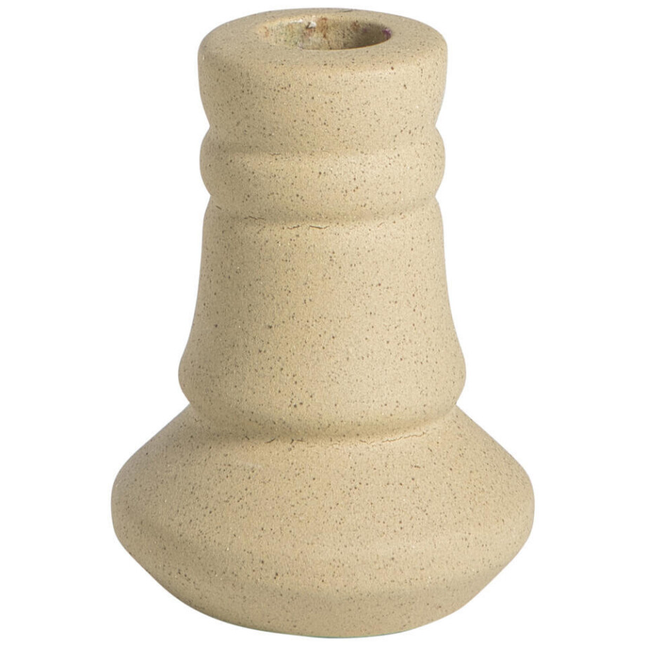 15% korting - Leen Bakker - Kandelaar Malmo Licht Bruin - 10xØ7 Cm - Keramiek - Crème#Bruin afbeelding 1