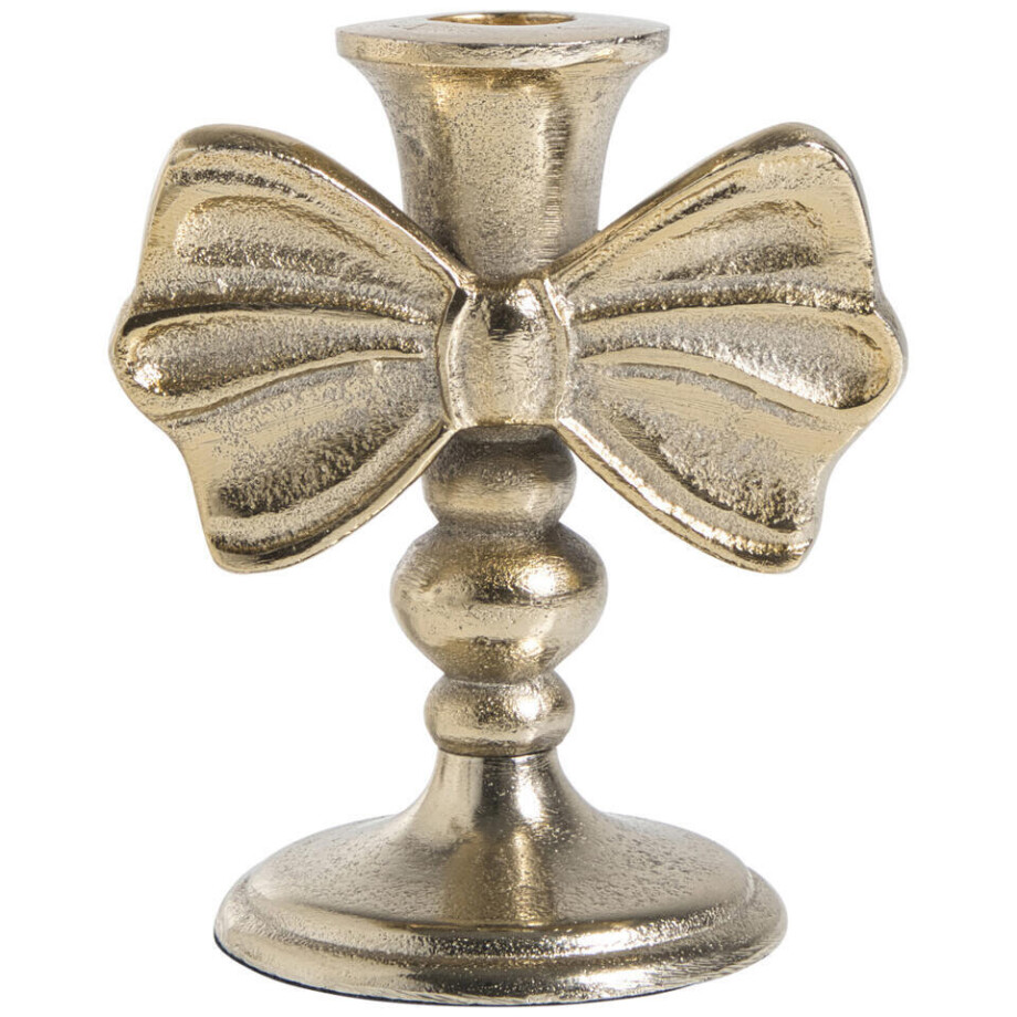 Leen Bakker - Kandelaar Strik Goudkleur - 13x8x11 Cm - Aluminium - Goudkleurig afbeelding 1