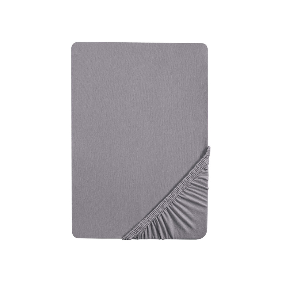 Biberna Jersey hoeslaken (Zilvergrijs, 90-100 x 200 cm) afbeelding 1