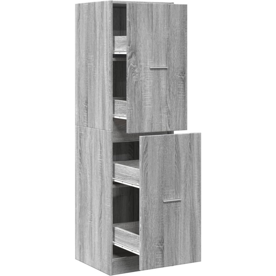 vidaXL - Apothekerskast - 40x41x144,5 - cm - bewerkt - hout - grijs - sonoma - eiken afbeelding 1