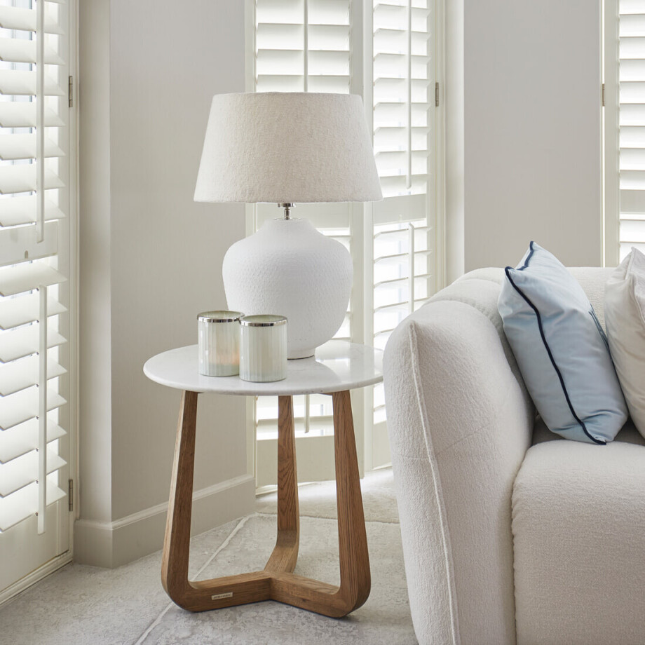 Rivièra Maison Ronde Bijzettafel 'Casone' Marmer en eikenhout, 60cm afbeelding 