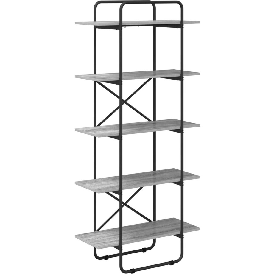 vidaXL - Boekenplank - 5-laags - 60 - x - 35 - x - 175,5 - cm - PB - Grijs - Sonoma afbeelding 1