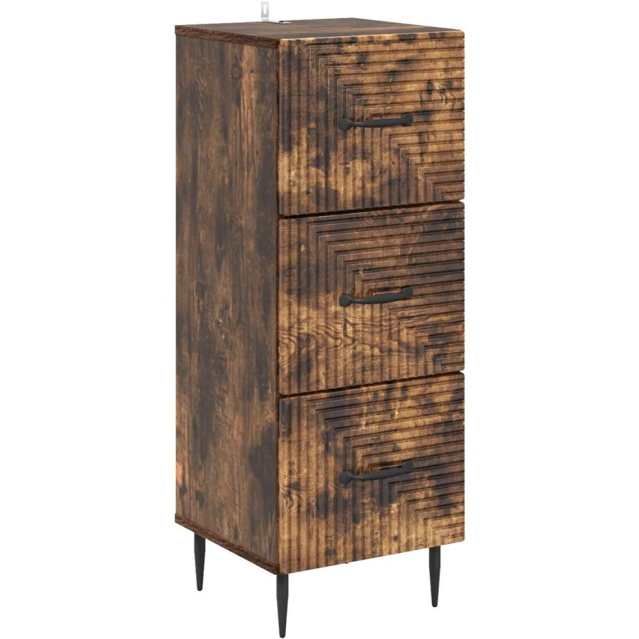 vidaXL - Ladekast - Gerookt - eiken - 33 - x - 34,5 - x - 89,5 - cm - Bewerkt - hout vidaXL - Ladekast - Gerookt - eiken - 33 - x - 34,5 - x - 89,5 - cm - Bewerkt - hout afbeelding 1