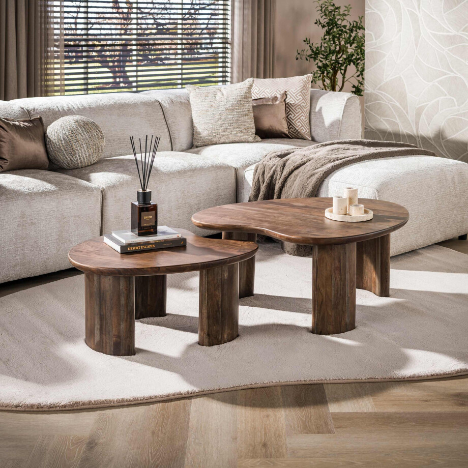 Salontafel Mova set van 2 Massief acacia bruin afbeelding 1