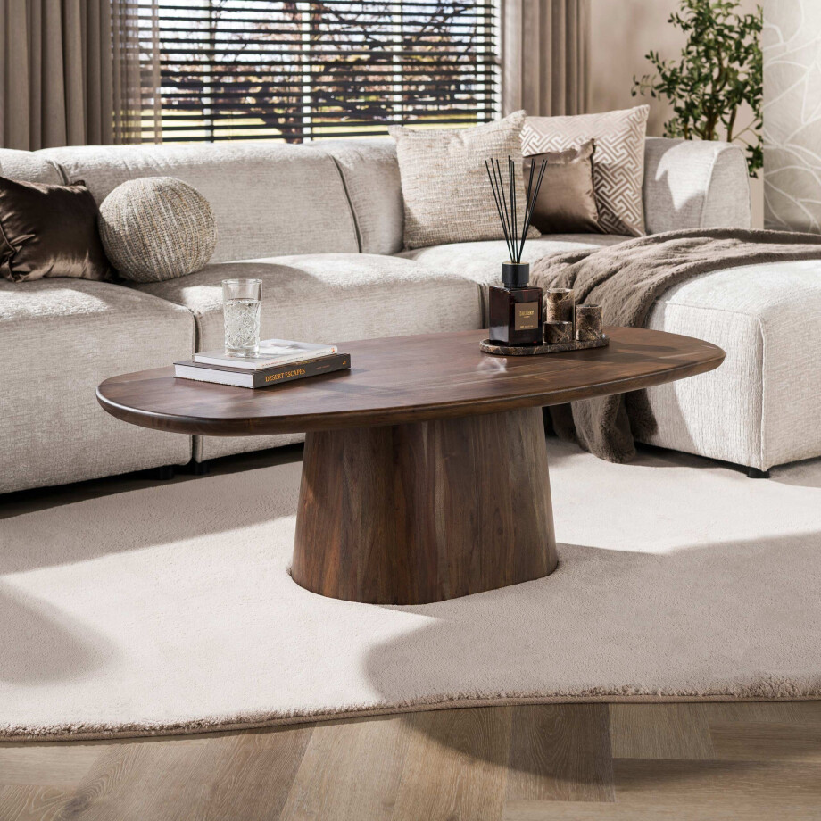 Salontafel Central 135 cm Massief acacia bruin Salontafel Central 135 cm Massief acacia bruin afbeelding 1