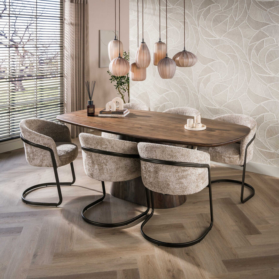 Eettafel Central deens ovaal 215 cm Massief acacia bruin Eettafel Central deens ovaal 215 cm Massief acacia bruin afbeelding 1