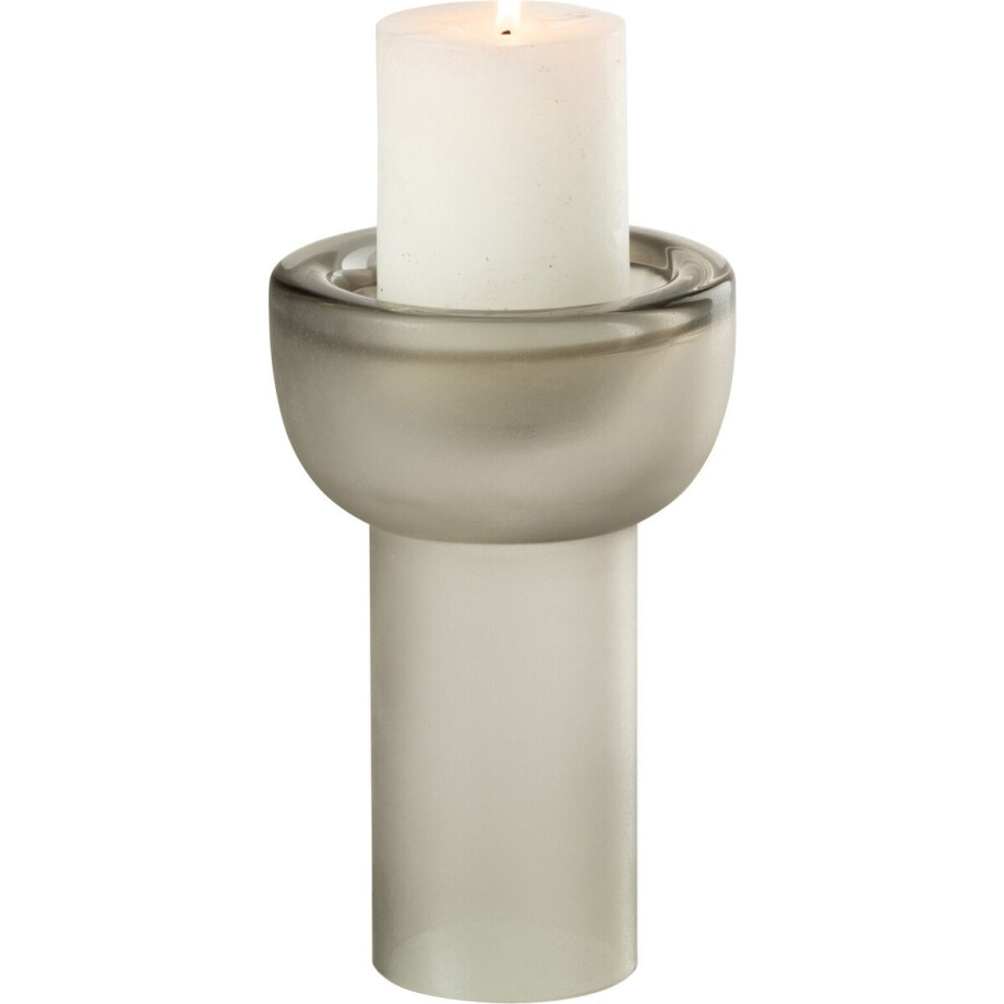 J-Line vaas/kandelaar Yara - glas - grijs - small - 20 cm hoog afbeelding 1