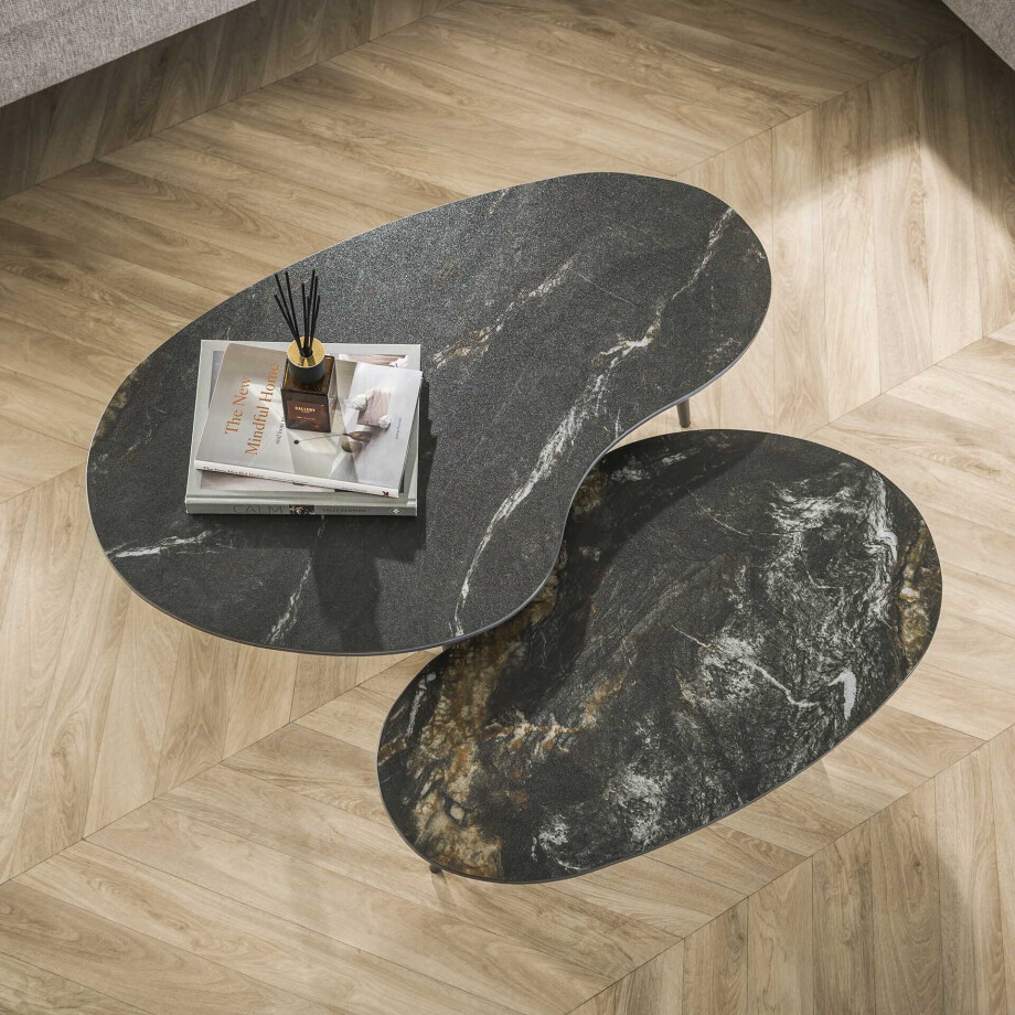 LifestyleFurn Organische Salontafel 'Antar' Niervormig, Keramiek, Set van 2 stuks afbeelding 1