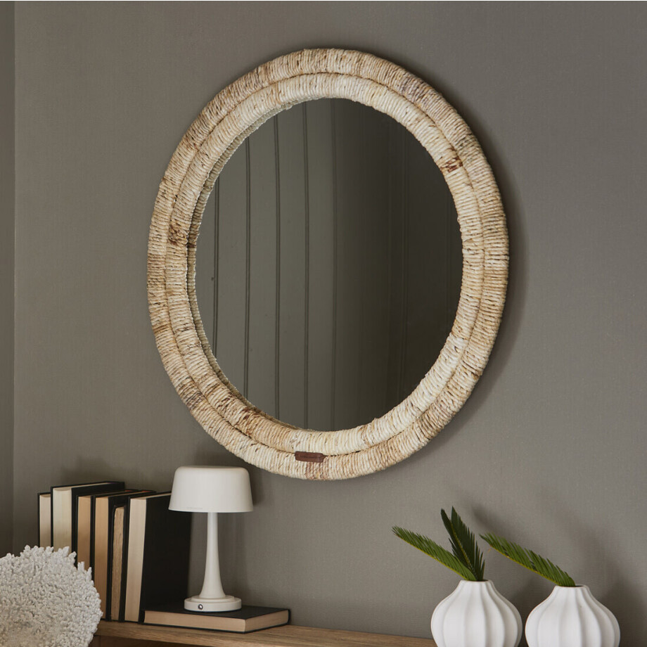 Rivièra Maison Ronde Spiegel 'Marisol' Bananenblad, 80cm Rivièra Maison Ronde Spiegel 'Marisol' Bananenblad, 80cm afbeelding 1