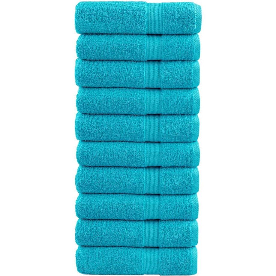 vidaXL - Handdoeken - SOLUND - 10 - st - 600 - g/m² - 50x100 - cm - turquoise vidaXL - Handdoeken - SOLUND - 10 - st - 600 - g/m² - 50x100 - cm - turquoise afbeelding 1