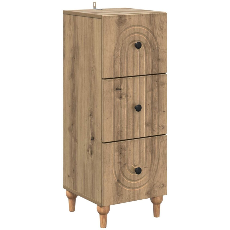 vidaXL - Ladekast - 33 - x - 34,5 - x - 90 - cm - Bewerkt - hout - Artisanaal - eiken afbeelding 1