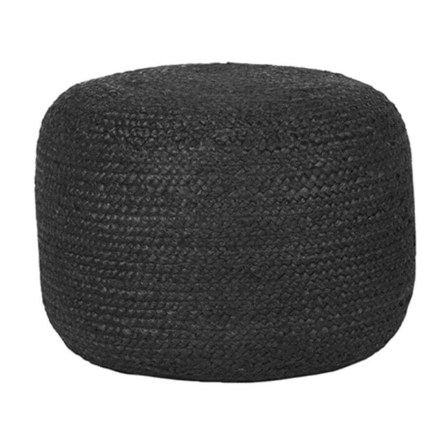 LABEL51 Poef 'Jute' kleur Zwart afbeelding 1