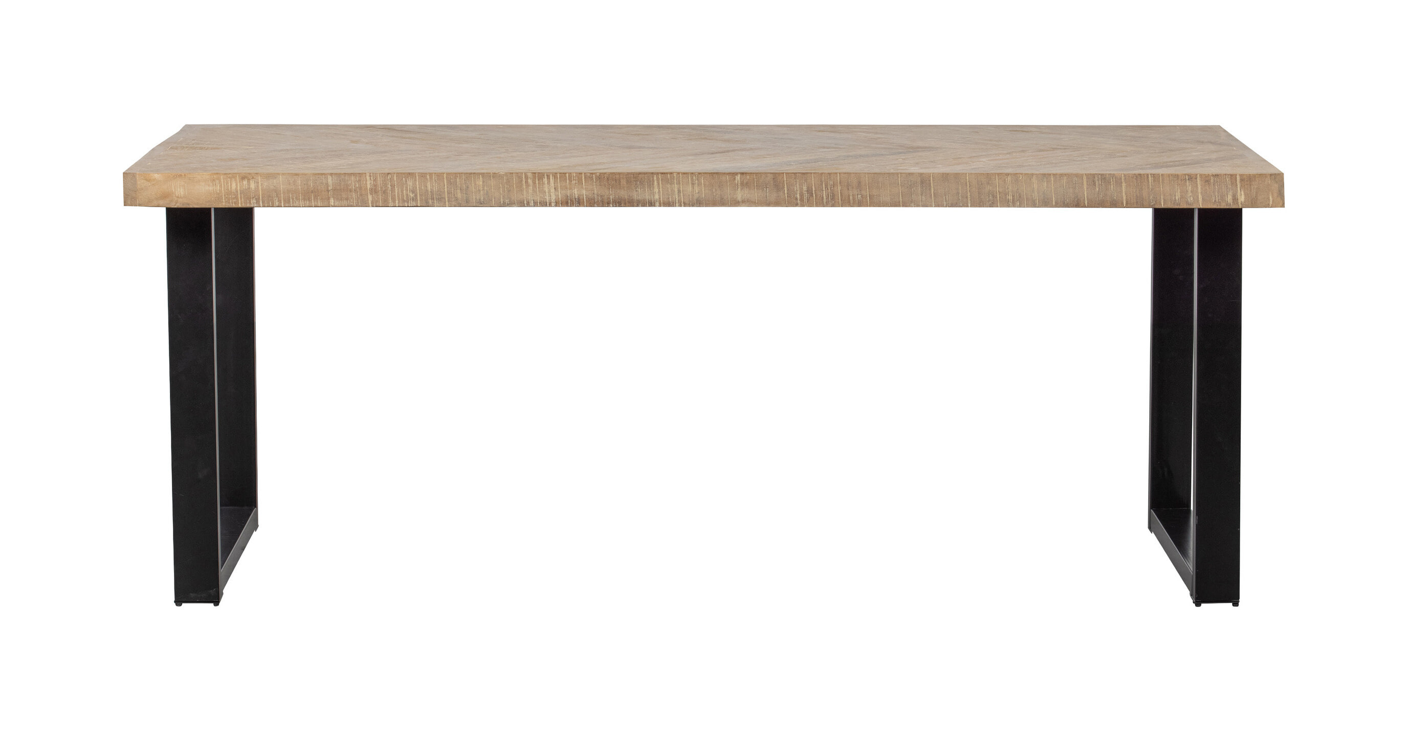 WOOOD Eettafel 'Tablo' Mangohout Visgraat, met U-poot, 180 x 90cm afbeelding 