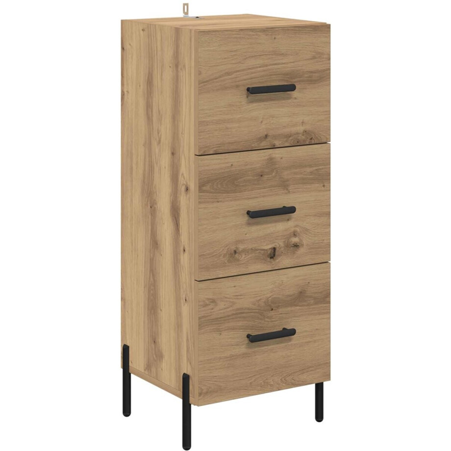 vidaXL - Dressoir - artisanaal - eikenkleurig - 34 - x - 34,5 - x - 90 - cm - Bewerkt - hout vidaXL - Dressoir - artisanaal - eikenkleurig - 34 - x - 34,5 - x - 90 - cm - Bewerkt - hout afbeelding 1