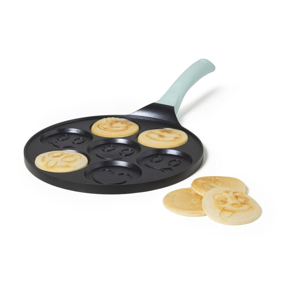 Pannenkoekenpan smileys - zwart/groen - ø26 cm afbeelding 