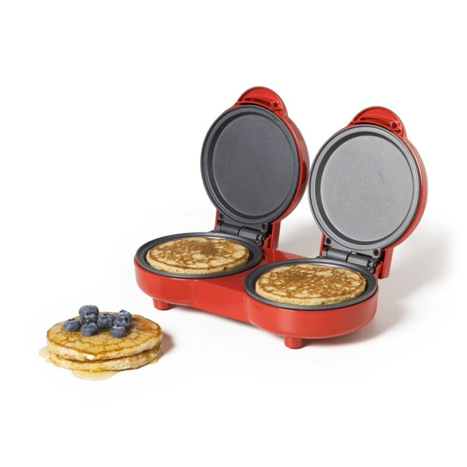 Dubbele pannenkoekenmaker - rood - 1100 watt afbeelding 